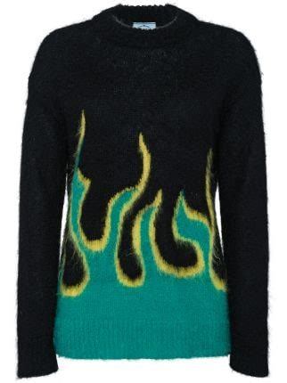 prada green flames sweater|prada sweater.